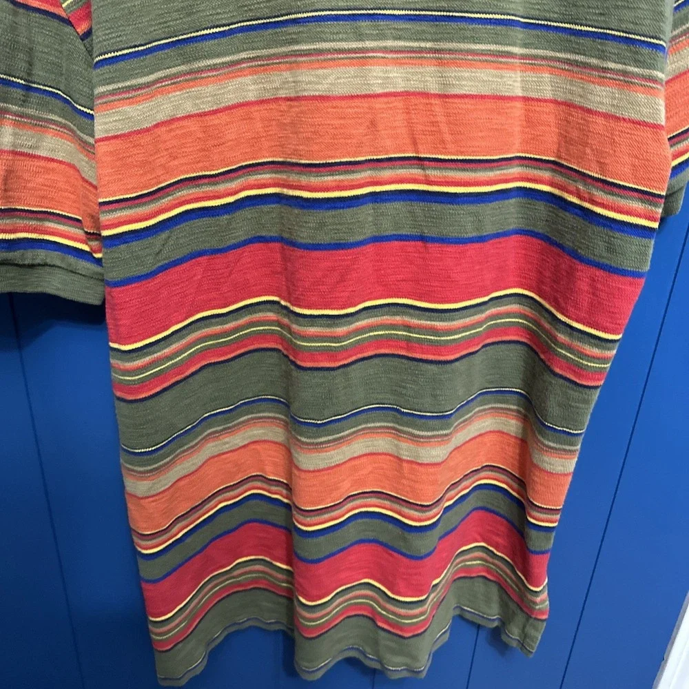 Polo Ralph Lauren Mens L Striped Polo Green Orange Red Yellow Pony 90s‎ Urkel